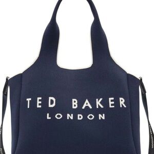 Ted Baker Navy and White Knit Logo Tote